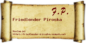 Friedlender Piroska névjegykártya